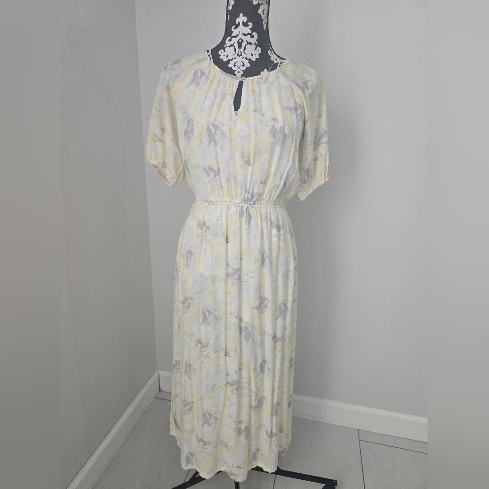Nine West Cream and Gray Midi Dress Size PM
